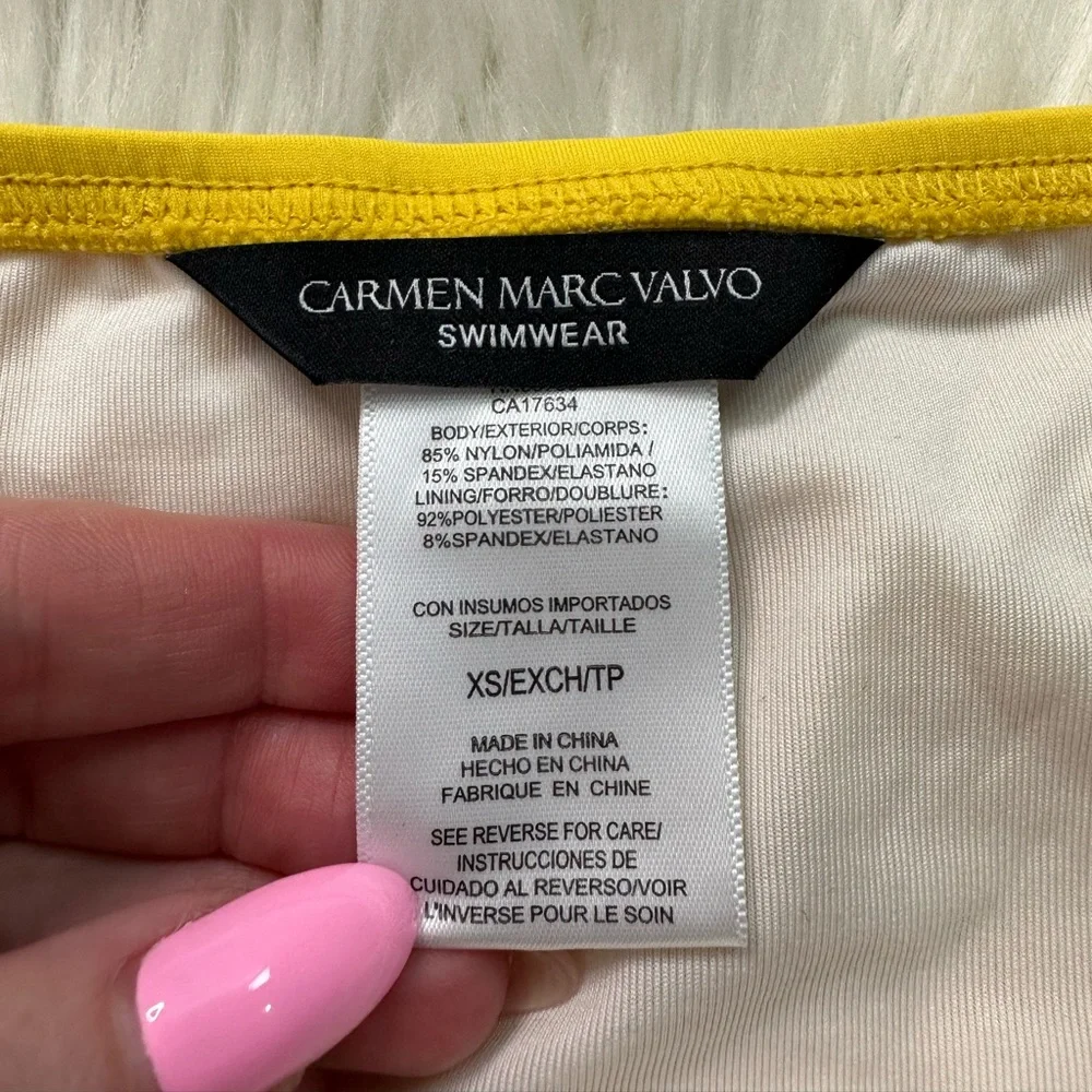 Carmen Marc Valvo Yellow Floral Tankini Swimsuit